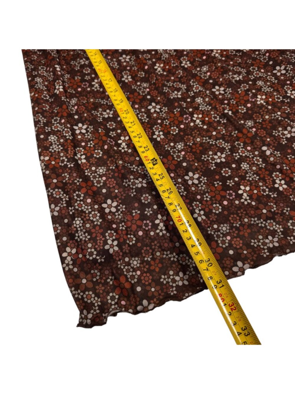 NEW Fairy Grunge Y2K Floral Mesh Midi Skirt Sz M Brown Stretch Pull-On 90s - Picture 6 of 7